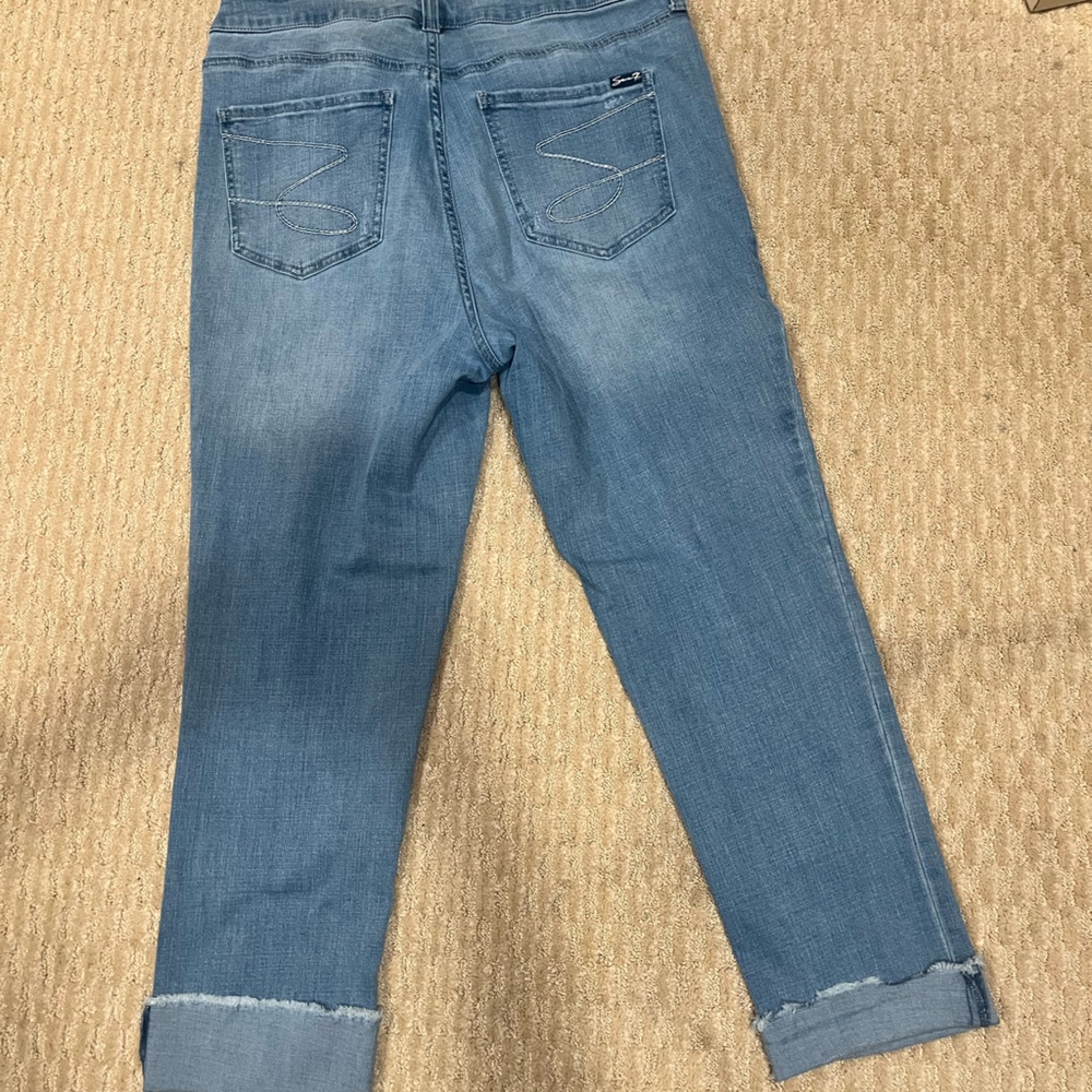 Roll and Cuff High Rise Slim Straight Jeans